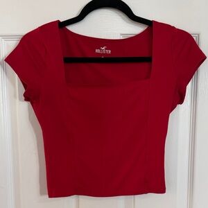 Hollister Red Crop Top with Square Neckline